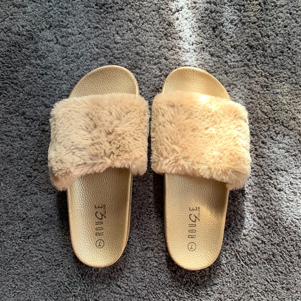 Fuzzy Slide on Slippers
